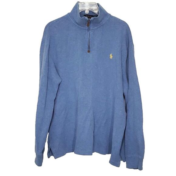 Polo by Ralph Lauren Men’s 1/4 Zip Sweater Light Blue Long Sleeve Collar Large - Picture 1 of 11